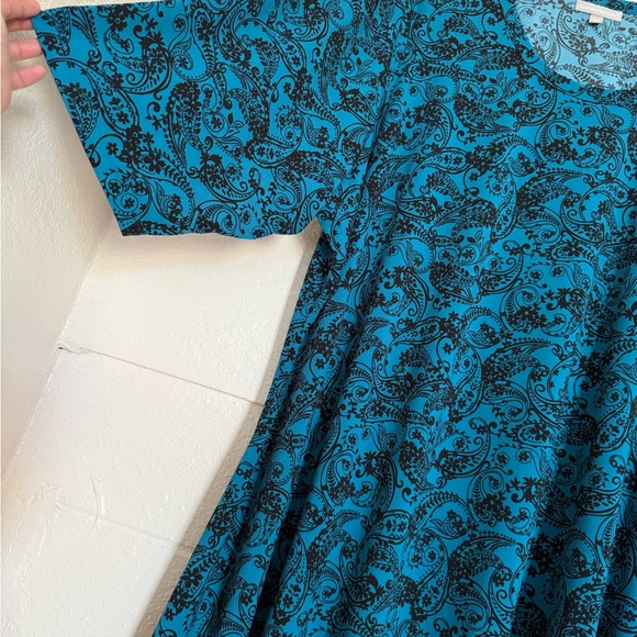 Woman Within Teal and Black Floral‎ Paisley Tunic Size 5X, EUC - Picture 3 of 10